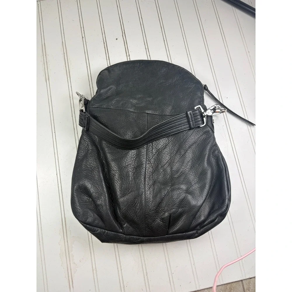 Margot Vintage Y2K Soft Black Leather Shoulder Hobo Boho Fold Over Bag
